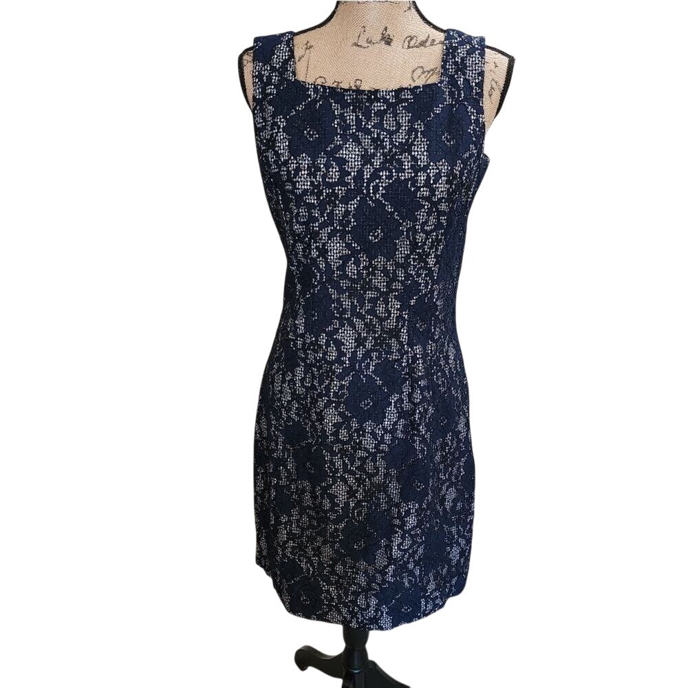 Etcetera‎ blue lace midi sheath dress size 8